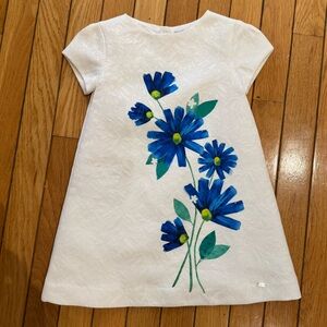 Mayoral White Party Dress with Blue Floral Design (NEW - NEVER WORN!)